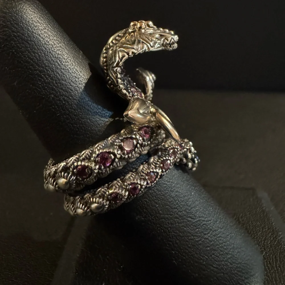 Barbara Bixby Sterling & 18k Multi-Gemstone Cobra Ring - Picture 2 of 11